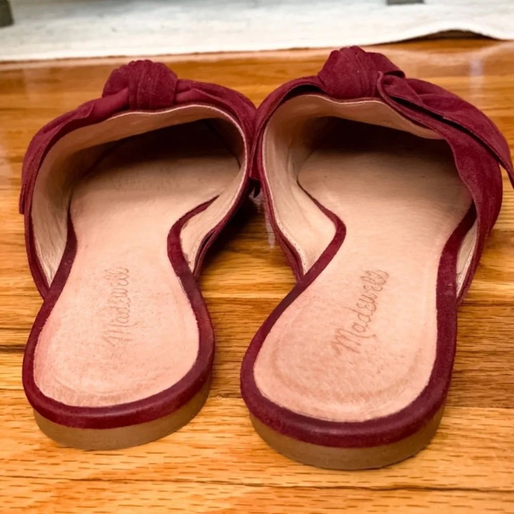 Madewell The Remi Bow Mule in Suede Pinot Noir Burgundy Slide Slip On 9 - Picture 6 of 8